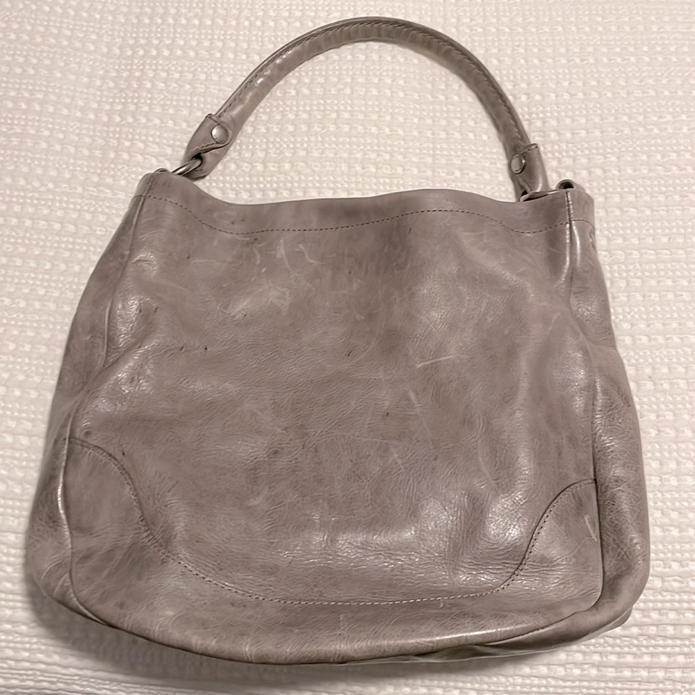 Frye Gray Satchel with Slouchy Shape and Leather Material